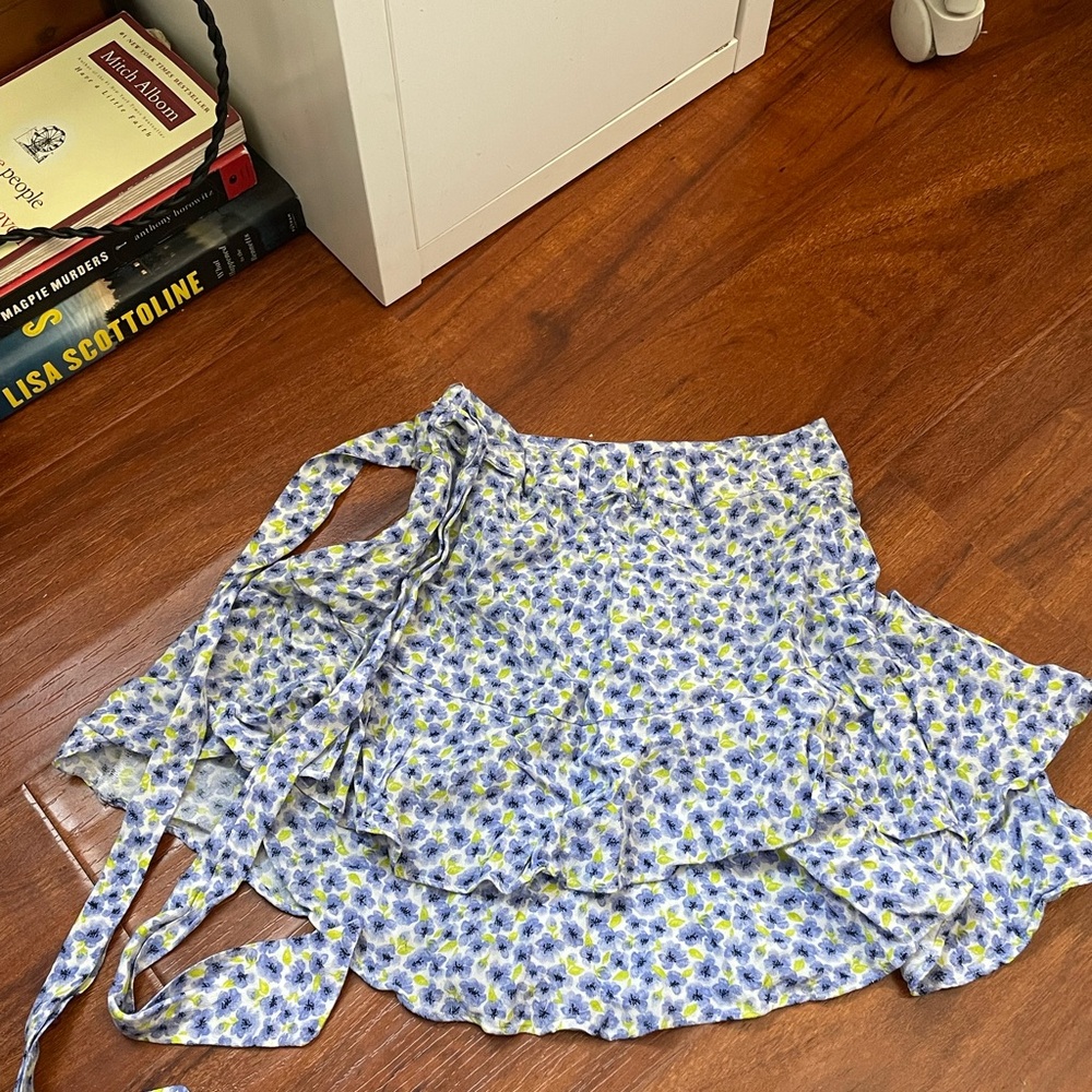 Floral Mini Skirt - Blue and Yellow